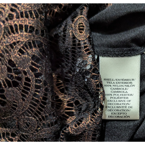 New Ann Taylor sz XS Sheer Lace Blouse copper & black tank lined 2340 - Picture 5 of 5